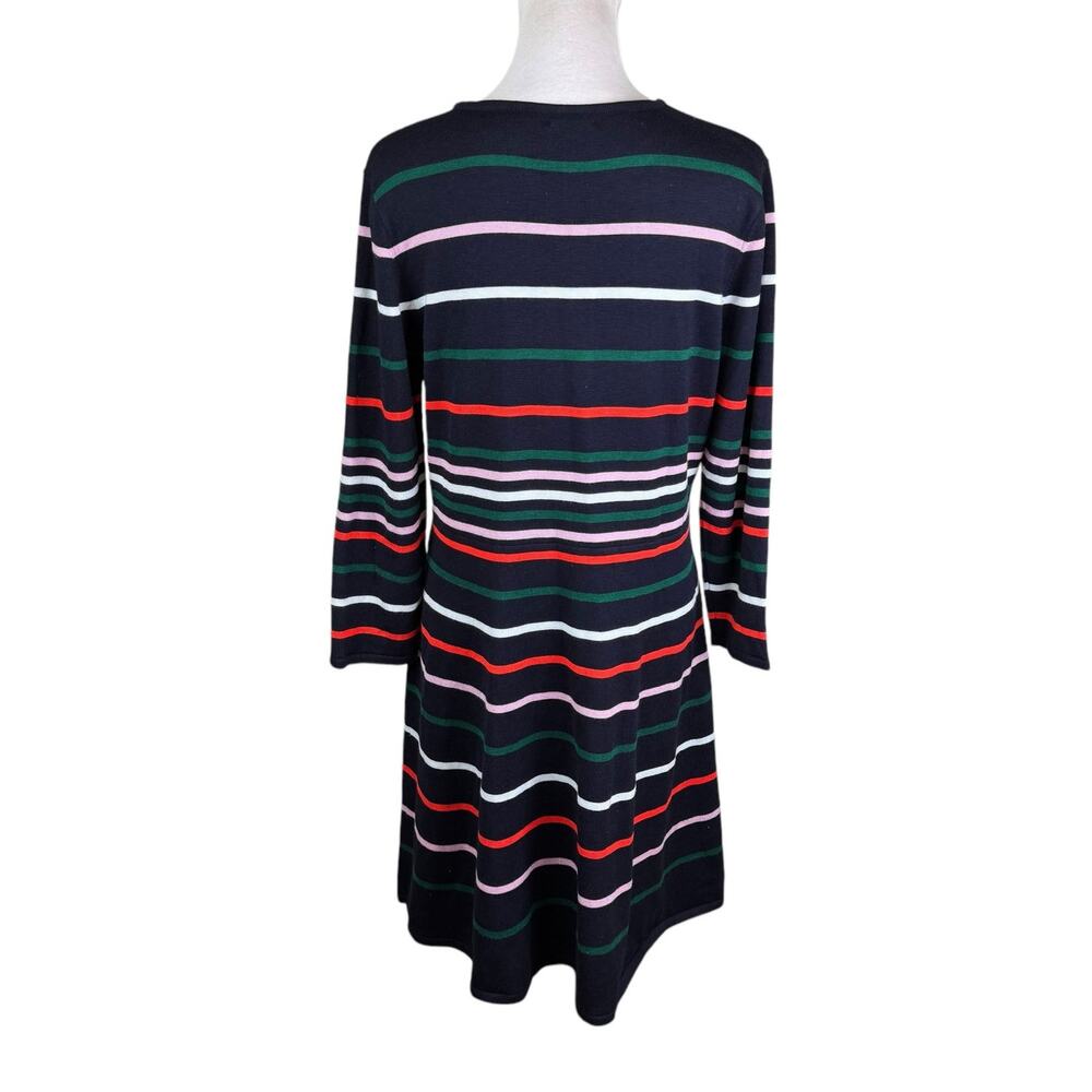 Vince Camuto Ottoman Dark Navy Multi Color Stripe 3/4 Sleeve Knit Sweater Dress - Picture 5 of 13